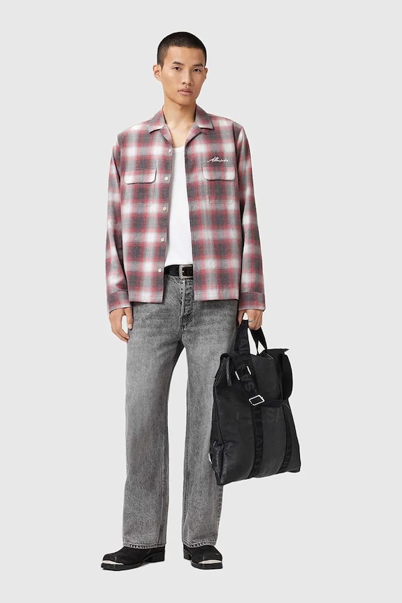 Πουκάμισο AllSaints SHAMS M034SD κόκκινο