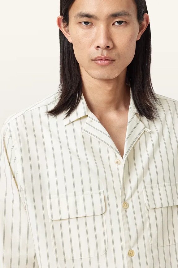 Бавовняна сорочка AllSaints STANLEY M022SD бежевий AW25