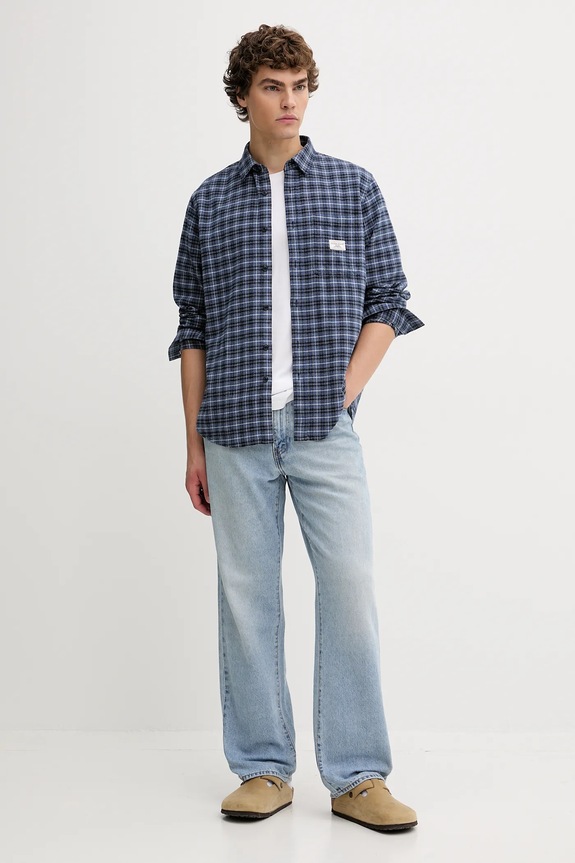 Βαμβακερό πουκάμισο Guess Jeans M5BH16.WGMH1 μπλε AW25