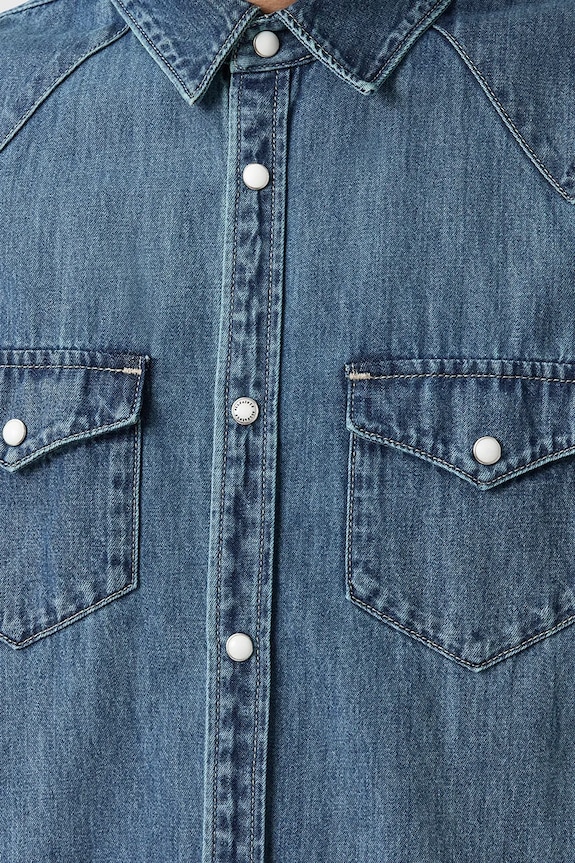 Îmbrăcăminte AllSaints cămașă jeans FENTON M054SD albastru