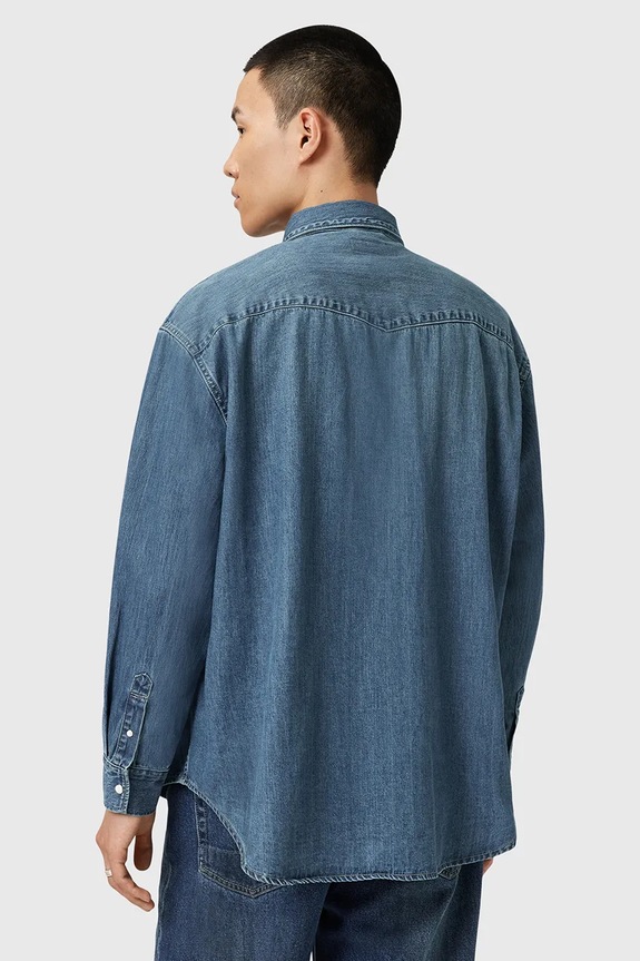 AllSaints cămașă jeans FENTON albastru M054SD