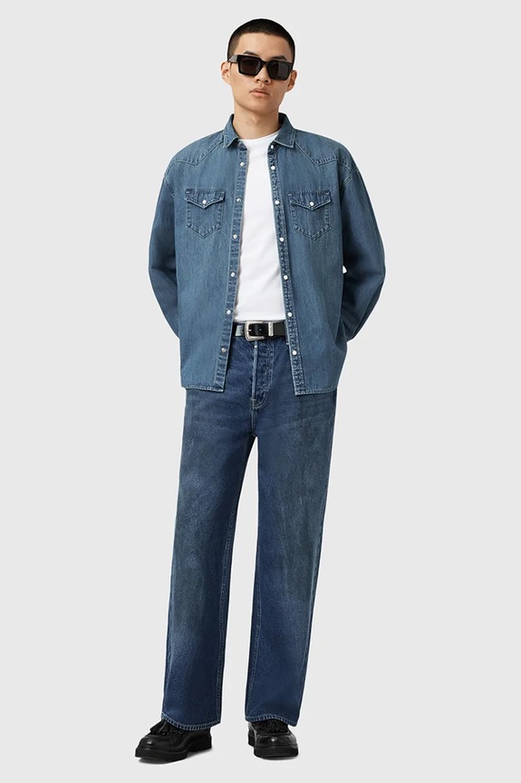 AllSaints cămașă jeans FENTON M054SD