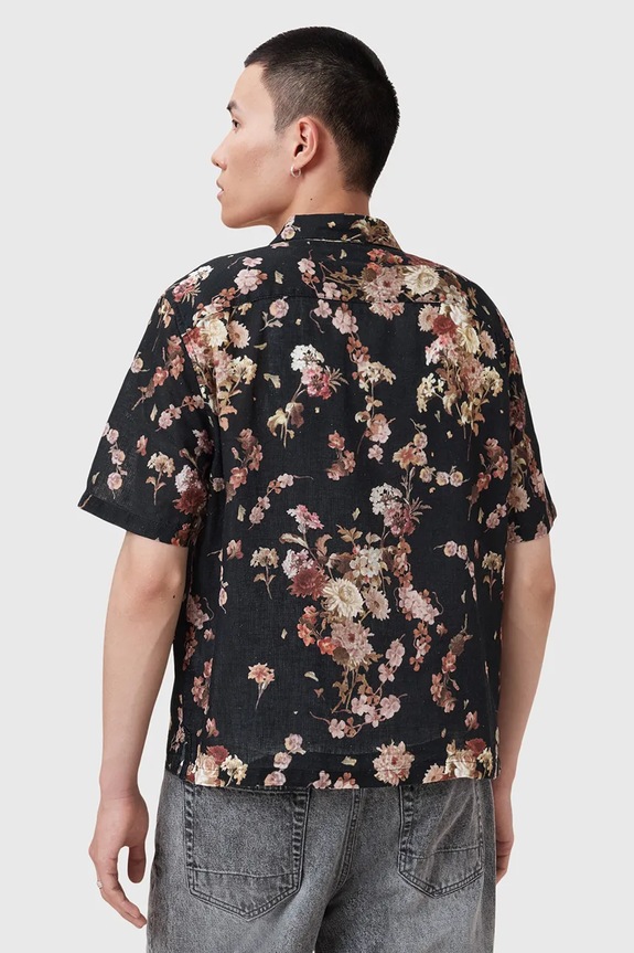 Odjeća Košulja s dodatkom lana AllSaints ARMADA M002SD crna