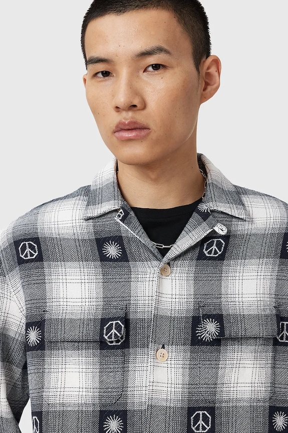 AllSaints koszula bawełniana CASTOR M030SD szary AW25