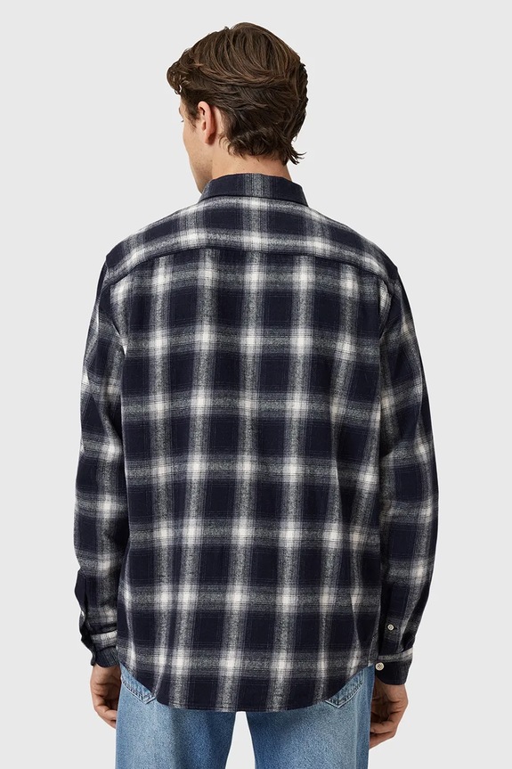 Bombažna srajca AllSaints HAVEN mornarsko modra M051SD