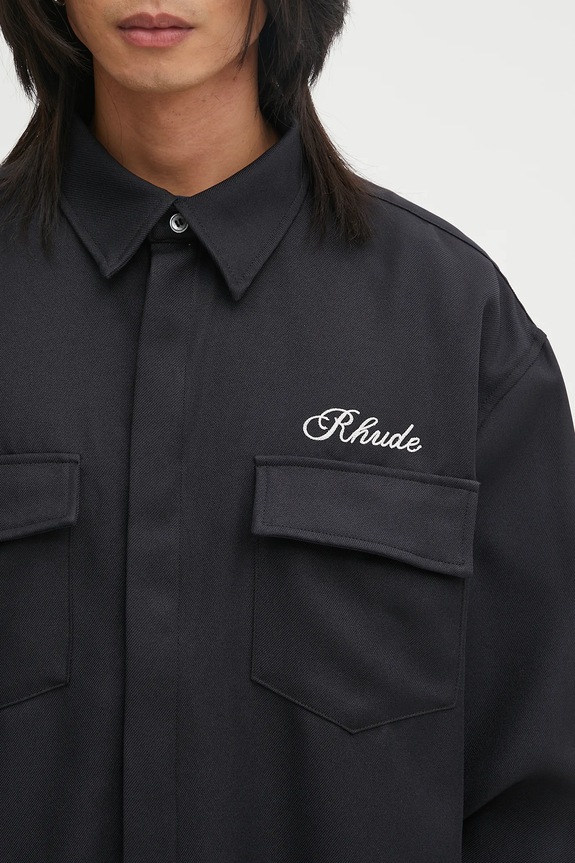 Košile RHUDE Boxy LS Work Shirt černá RHPF25SR02731