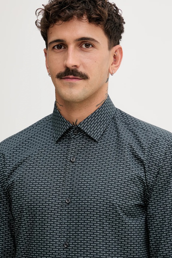 Βαμβακερό πουκάμισο HUGO γκρί 50562169