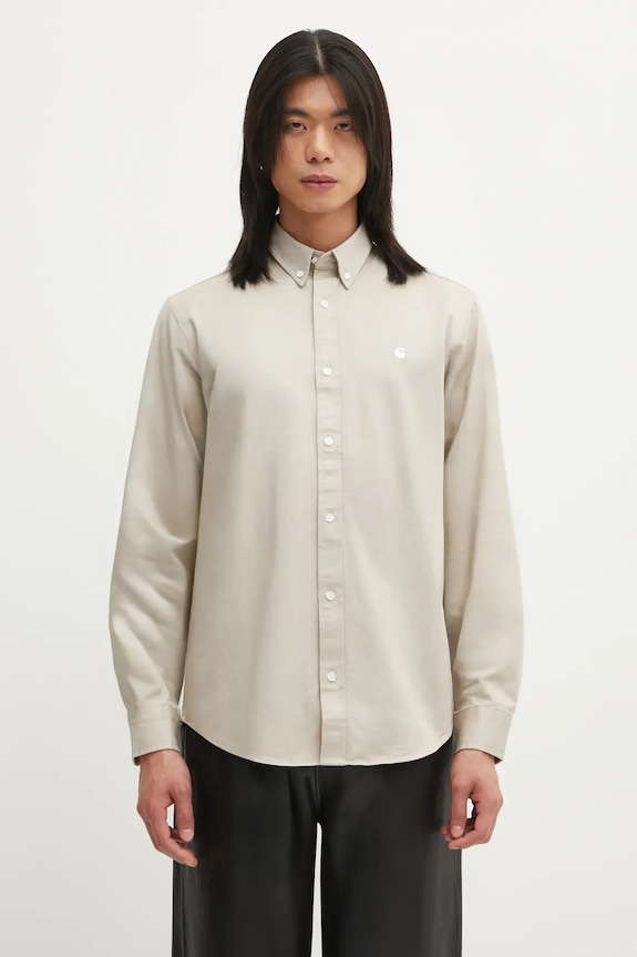Памучна риза Carhartt WIP L/S Madison Shirt стандартна бежов I023339.2V4XX