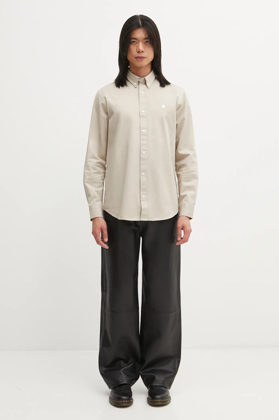 Памучна риза Carhartt WIP L/S Madison Shirt I023339.2V4XX бежов