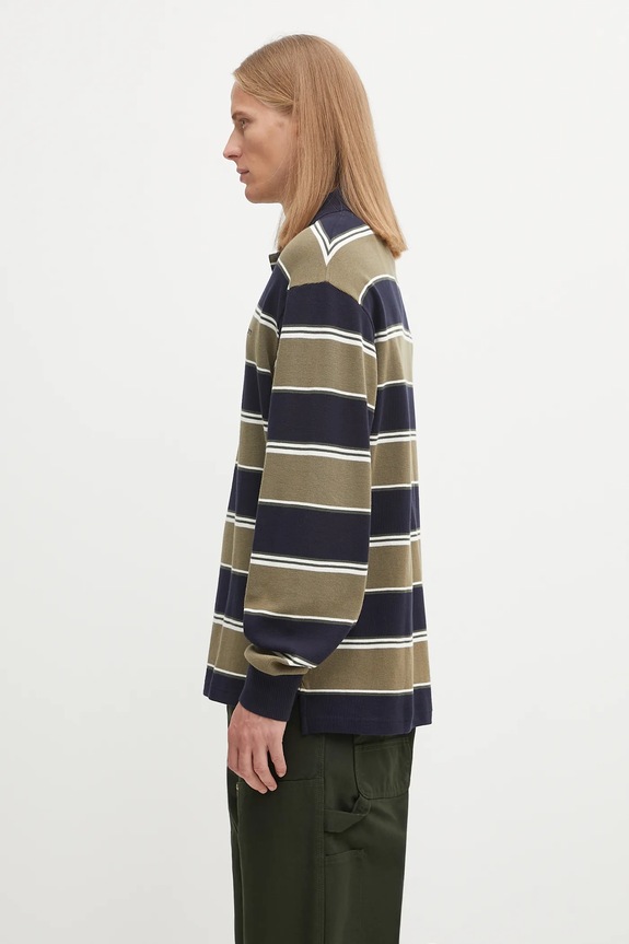 Carhartt WIP cotton jumper L/S Malone Rugby Shirt I035313.37XXX green AW25