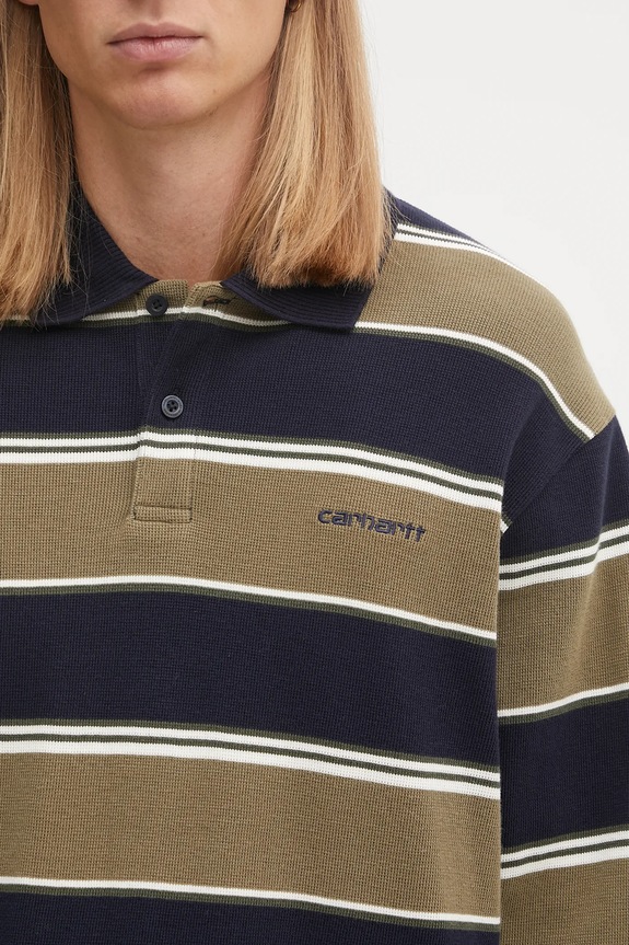 Carhartt WIP cotton jumper L/S Malone Rugby Shirt green I035313.37XXX