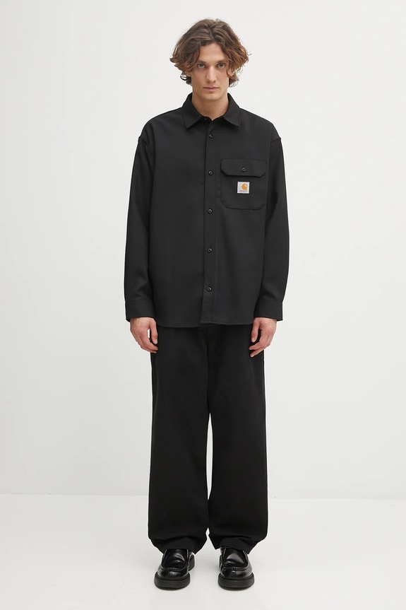 Carhartt WIP shirt with wool blend L/S Ray Shirt I035626.8901 black