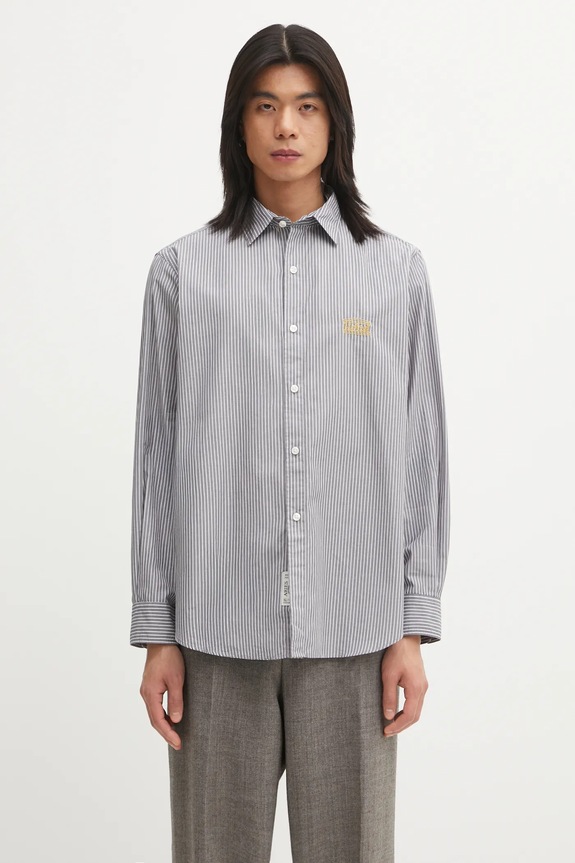 Aries cămașă din bumbac Stripe Poplin Classic cu modele gri AR4010104
