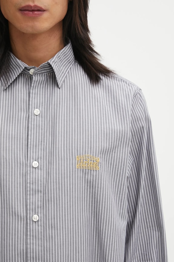 Aries cămașă din bumbac Stripe Poplin Classic gri AR4010104