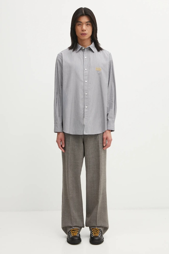 Aries cămașă din bumbac Stripe Poplin Classic AR4010104 gri