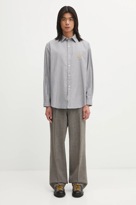 Aries cămașă din bumbac Stripe Poplin Classic AR4010104 gri