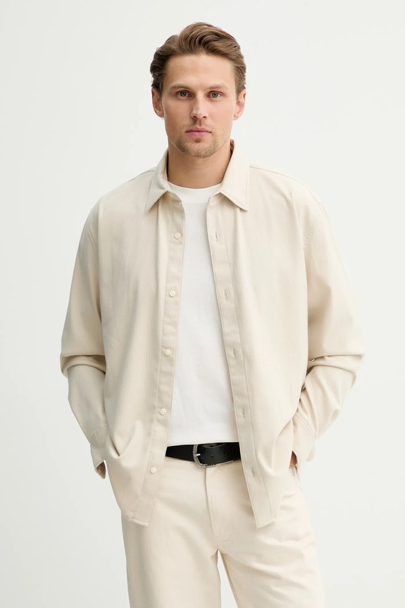 Košeľa Abercrombie & Fitch pásiky béžová KI125.5261.178