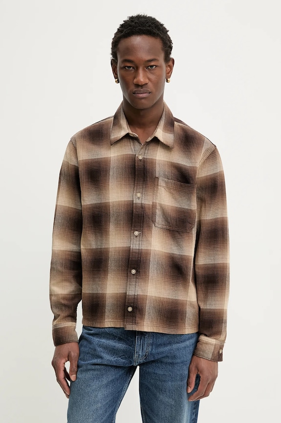 Hollister Co. cămașă din bumbac cu modele maro KI325.5245.428