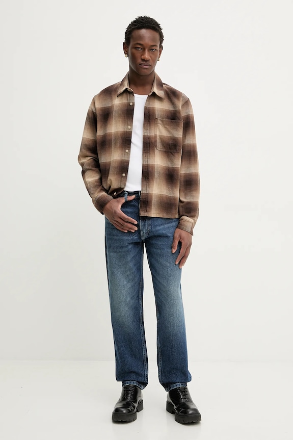 Hollister Co. cămașă din bumbac KI325.5245.428 maro AW25