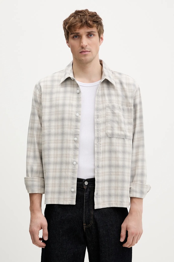 Hollister Co. cămașă din bumbac cu modele bej KI325.5249.108