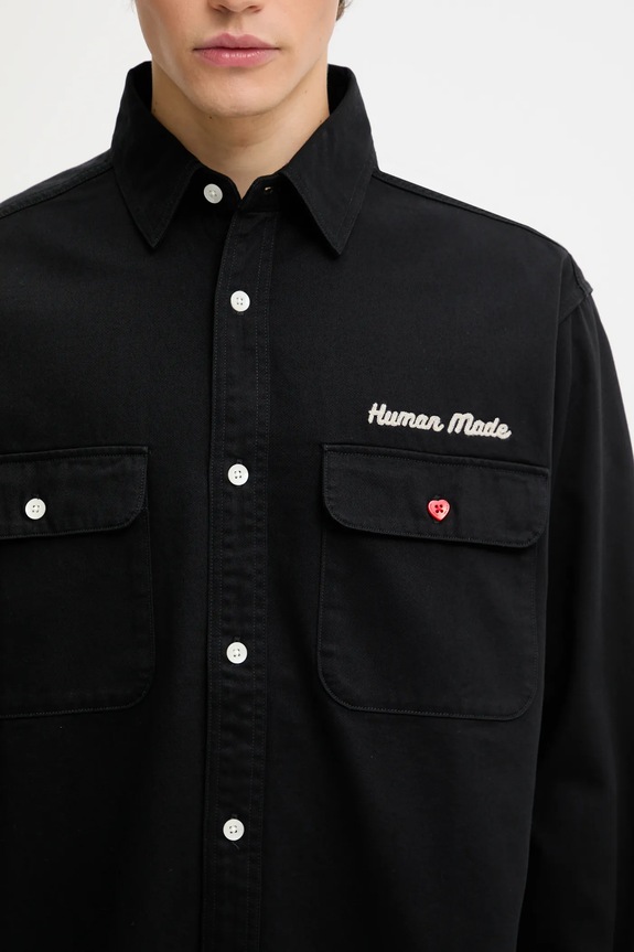 Памучна риза Human Made OVERSIZED черен HM30SH014