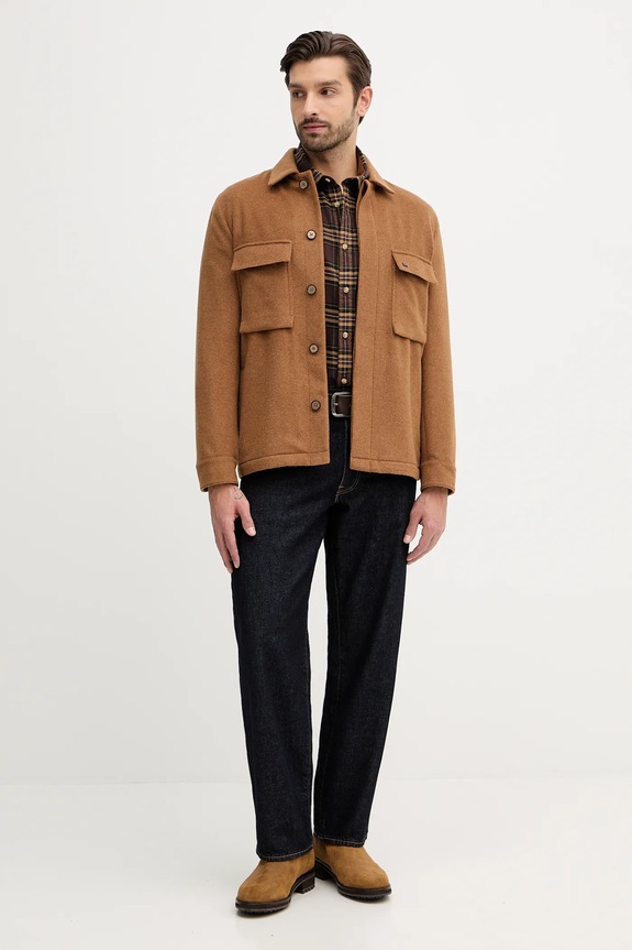 Μπουφάν με προσθήκη μάλλινου υφάσματος Michael Kors MK0BL01091 καφέ AW25