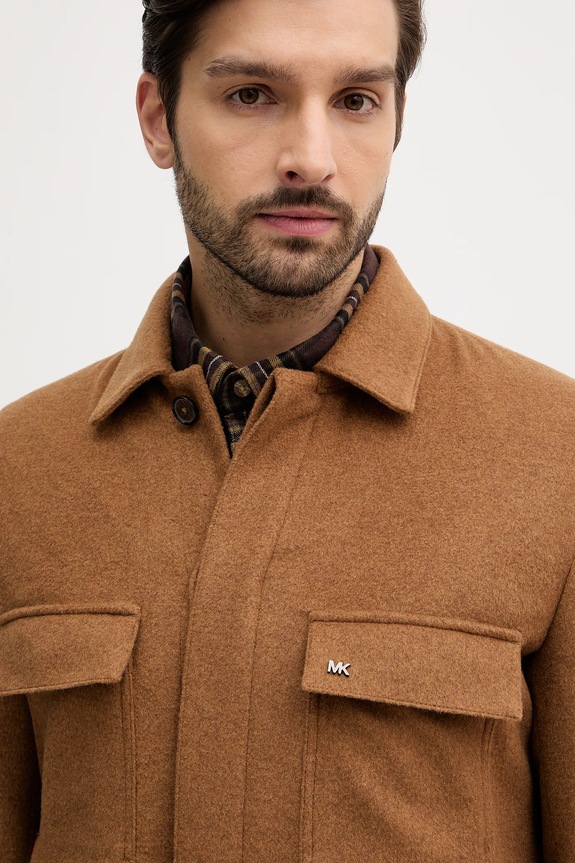 Μπουφάν με προσθήκη μάλλινου υφάσματος Michael Kors καφέ MK0BL01091