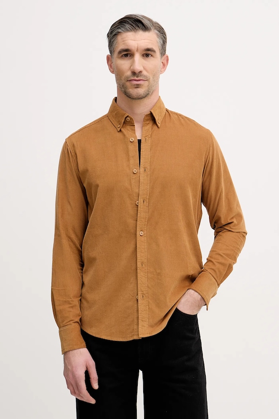 United Colors of Benetton camicia in velluto a coste semplice marrone 5T98UQ066