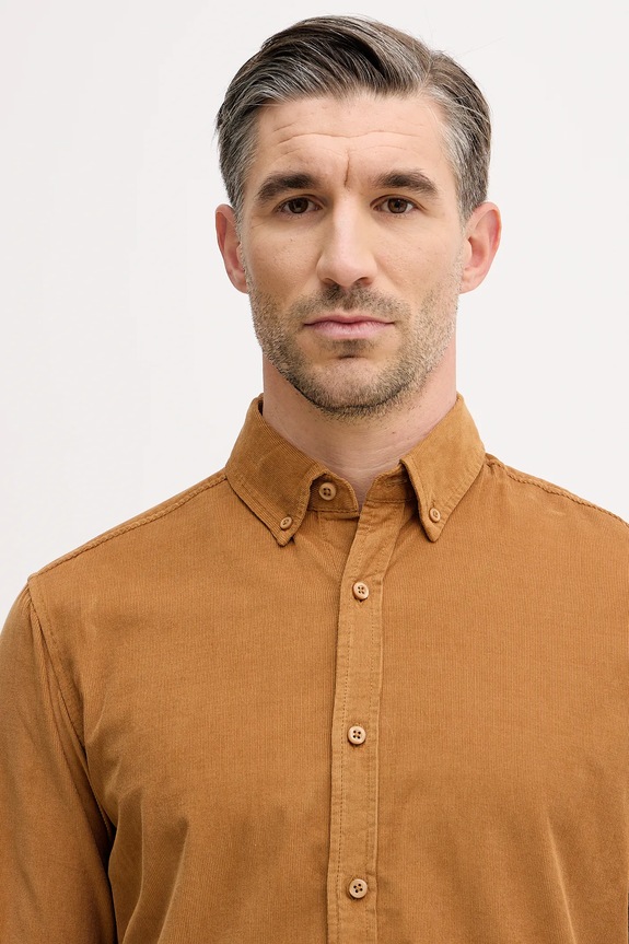 United Colors of Benetton camicia in velluto a coste marrone 5T98UQ066