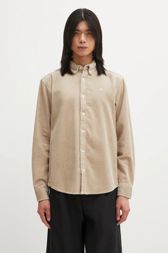 Carhartt WIP cotton shirt L/S Madison Cord cotton beige I029958.0FGXX