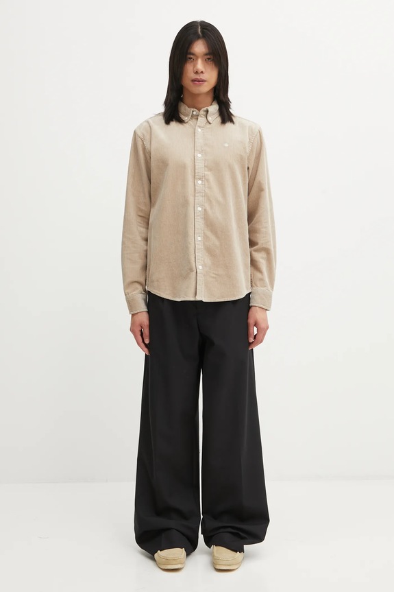 Carhartt WIP cotton shirt L/S Madison Cord I029958.0FGXX beige
