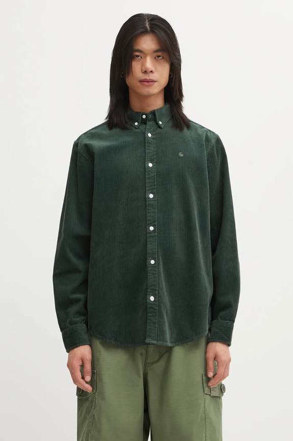 Carhartt WIP corduroy shirt L/S Madison Cord button-down green I029958.39OXX