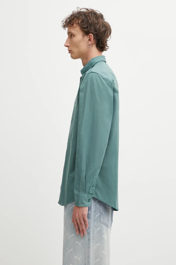 Carhartt WIP cotton shirt L/S Bolton I030238.2M2XX green AW25
