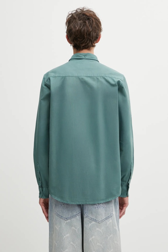 Clothing Carhartt WIP cotton shirt L/S Bolton I030238.2M2XX green