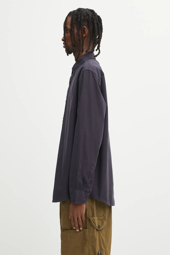 Bavlnená košeľa Carhartt WIP L/S Bolton I030238.1CXX tmavomodrá AW25