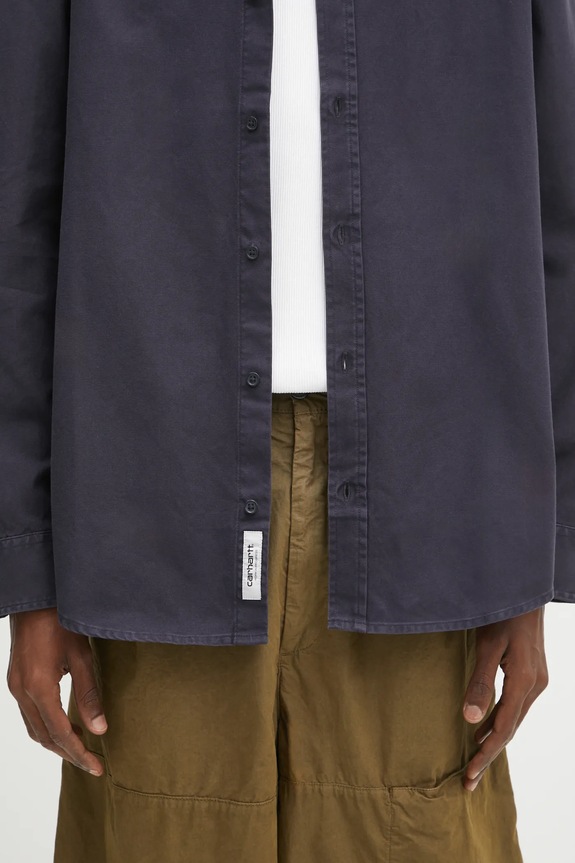 Bavlnená košeľa Carhartt WIP L/S Bolton I030238.1CXX tmavomodrá