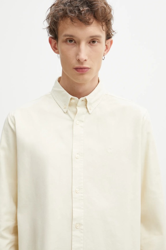 Carhartt WIP cotton shirt L/S Bolton beige I030238.1NGXX