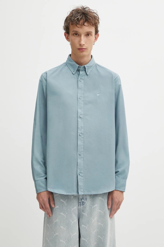 Carhartt WIP cotton shirt L/S Bolton classic turquoise I030238.33EXX