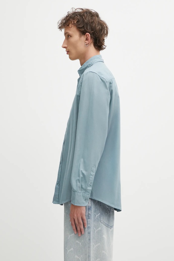 Carhartt WIP cotton shirt L/S Bolton I030238.33EXX turquoise AW25