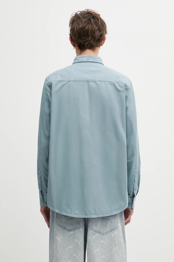 Clothing Carhartt WIP cotton shirt L/S Bolton I030238.33EXX turquoise