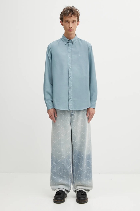 Carhartt WIP cotton shirt L/S Bolton I030238.33EXX turquoise