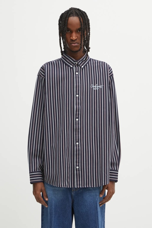 Бавовняна сорочка Carhartt WIP L/S Palance візерунок темно-синій I035330.35HXX