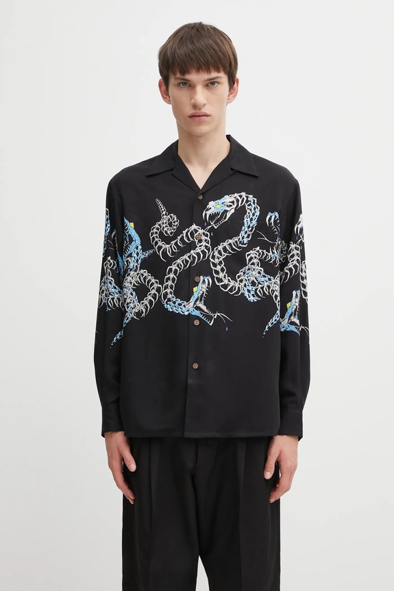 Wacko Maria shirt Hawaiian Planet friendly black 25FW.WMS.HI04