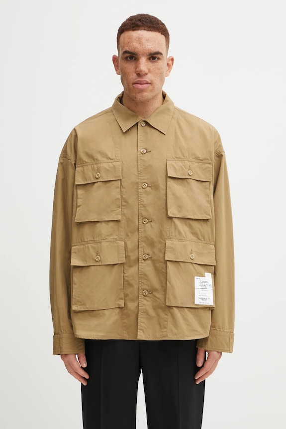Памучна риза NEIGHBORHOOD UTILITY SHIRT LS стандартна бежов 252AQNH.SHM04