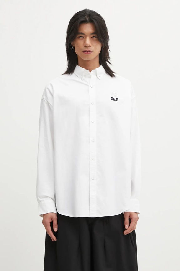 Bavlnená košeľa AAPE Now relaxed biela AAPSTM8540XXP