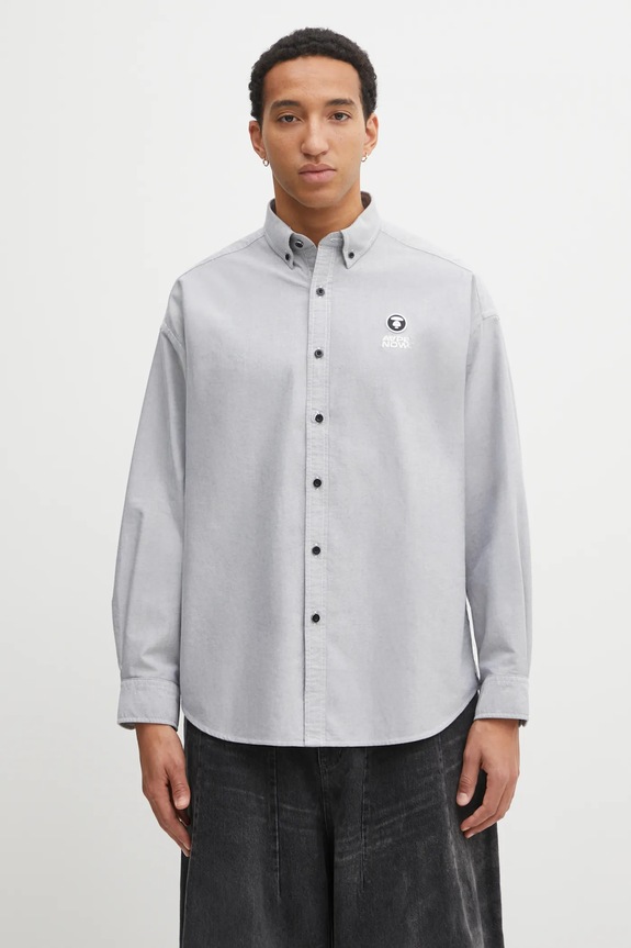 AAPE cotton shirt Now button-down black AAPSTM8540XXP
