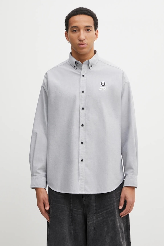 AAPE cotton shirt Now button-down black AAPSTM8540XXP