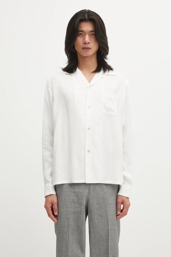 Visvim cămașă KEESEY SHIRT L.S lung alb 125205011006