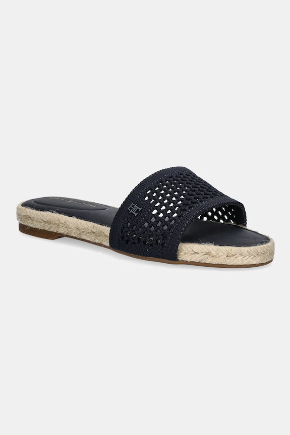 Tommy Hilfiger papuci KNIT MESH ESPADRILLE FLAT SANDAL textil bleumarin FW0FW08744