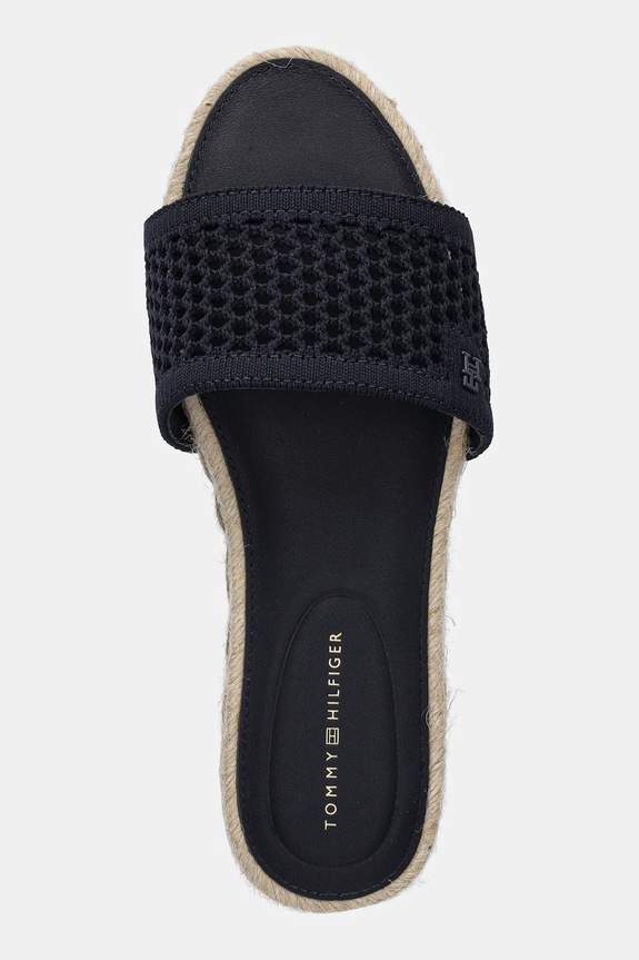 Tommy Hilfiger papuci KNIT MESH ESPADRILLE FLAT SANDAL bleumarin FW0FW08744